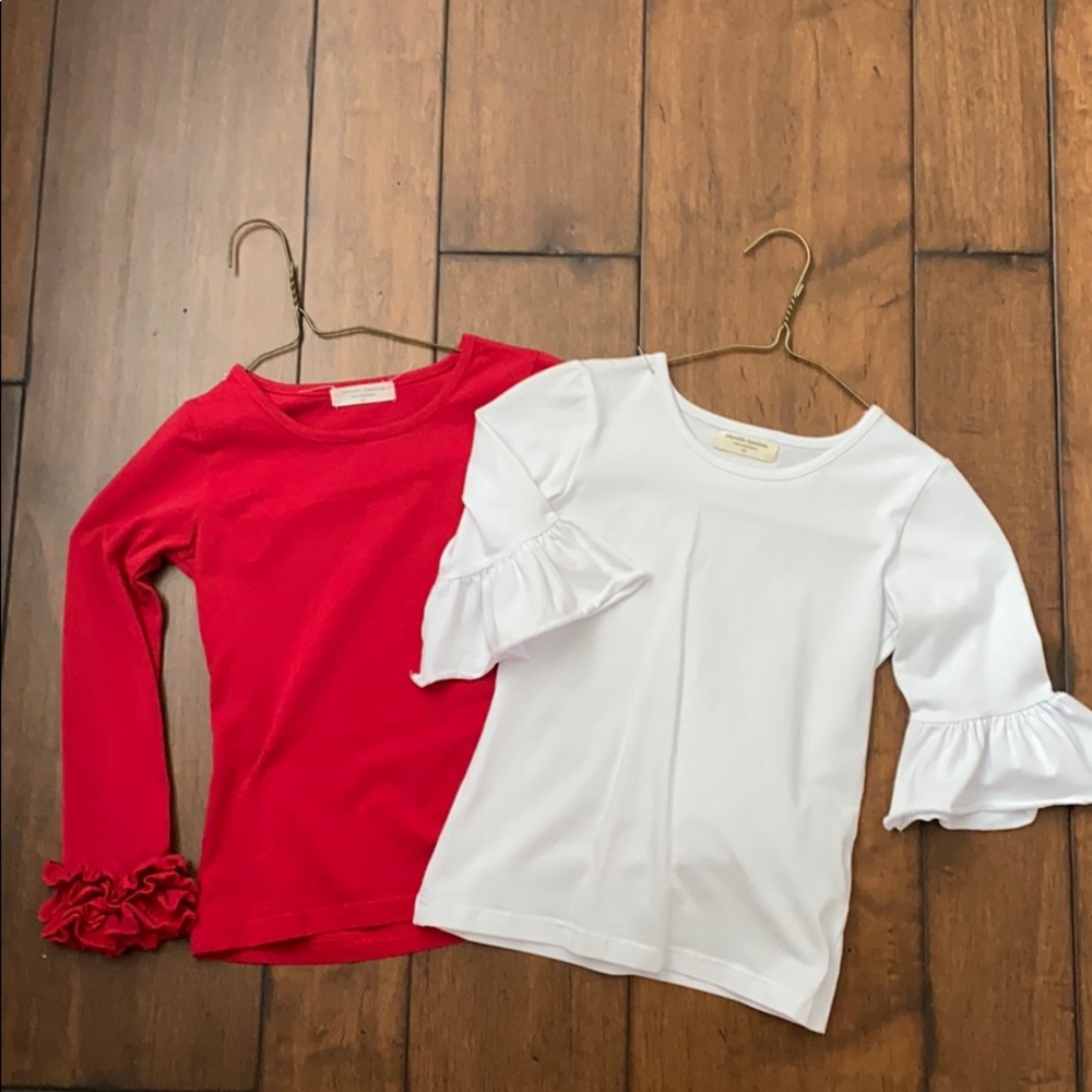 Adorable Essentials layering tees-red/white